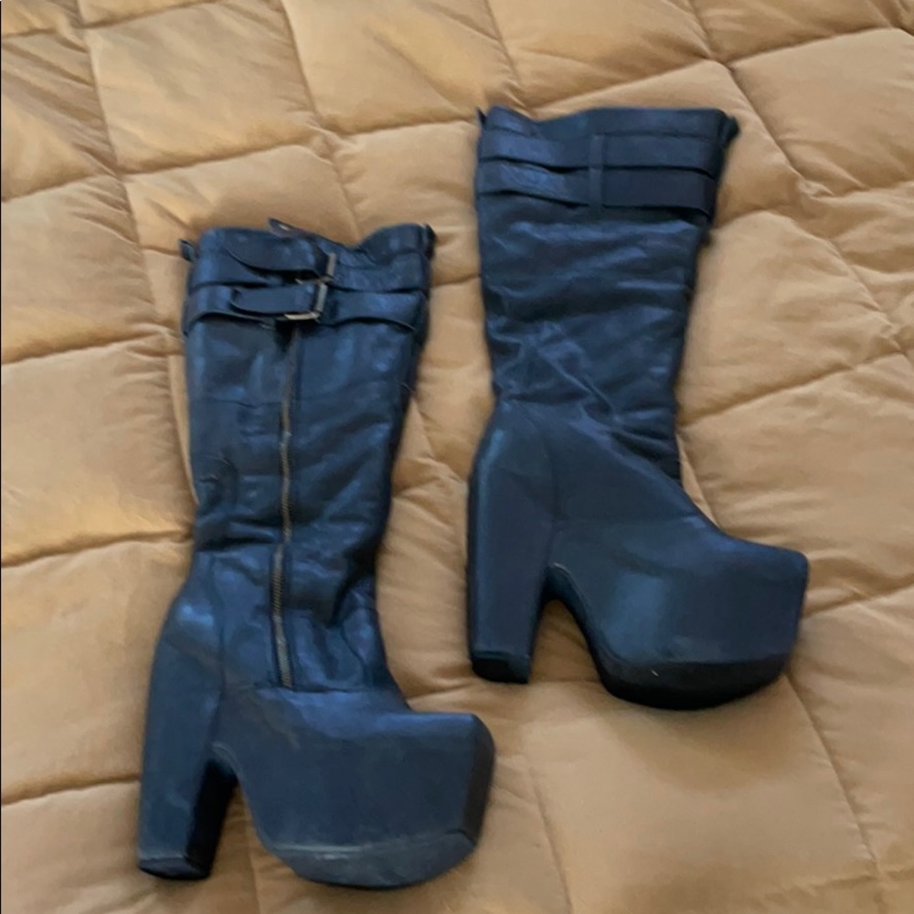 Platform Boot Leather Blk 9M